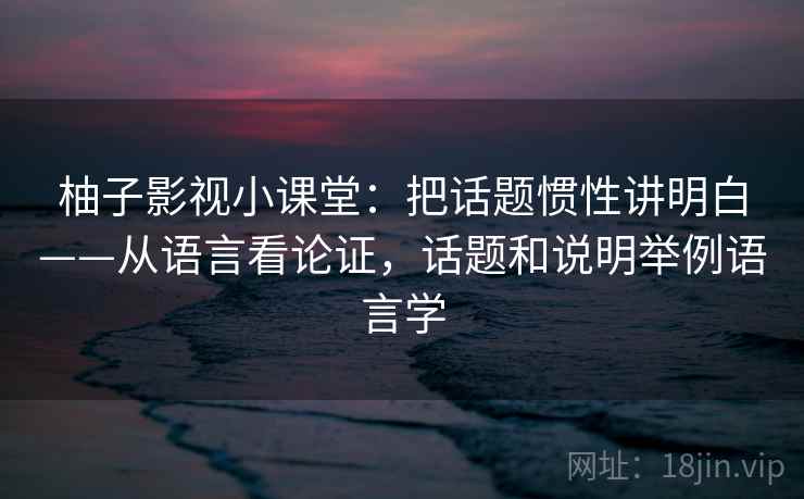 柚子影视小课堂：把话题惯性讲明白——从语言看论证，话题和说明举例语言学